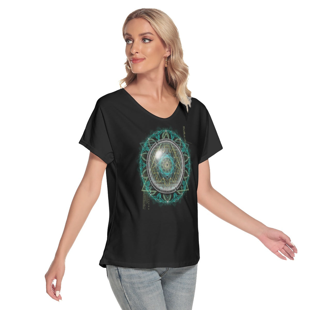 All-Over Print Women's Loose V-neck Short Sleeve T-shirt