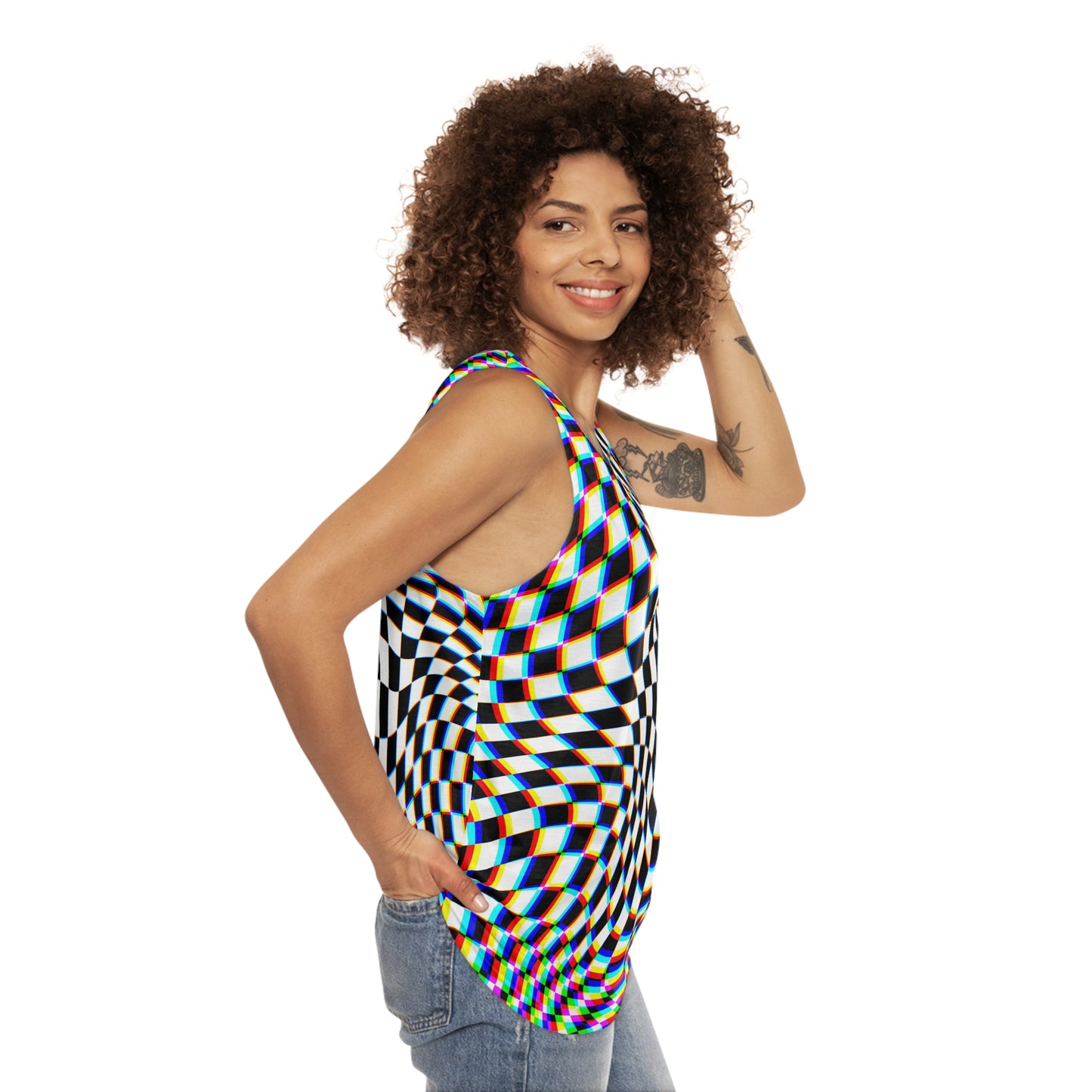 Psychedelic Unisex Tank Top - Colorful Optical Illusion Design