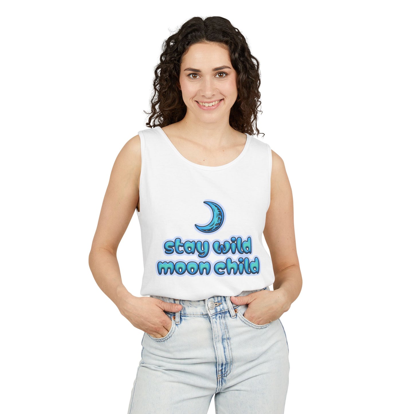 "Stay Wild Moon Child" Tank Top - Unisex Garment-Dyed Tee for Bohemian Spirit