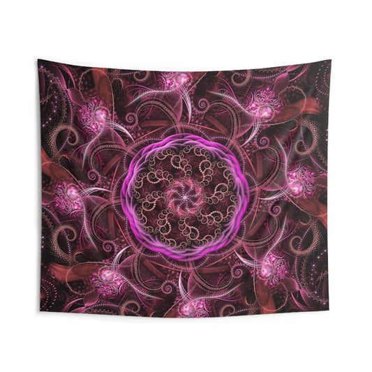 Pink Fractals Mandala Indoor Wall Tapestries