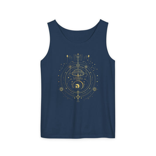 "Cosmic Harmony" Unisex Garment-Dyed Tank Top - Astrology Inspired Design