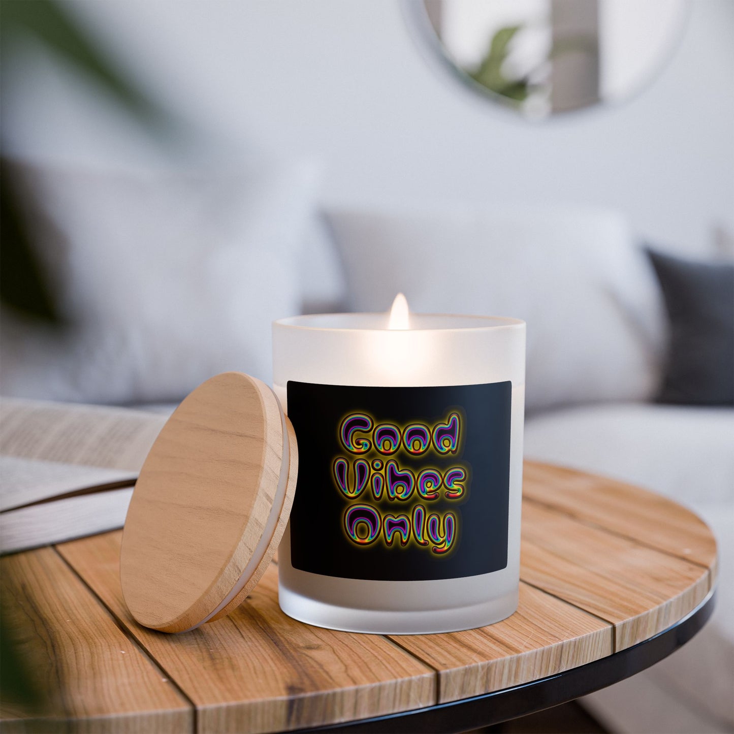 "Good Vibes Only" Frosted Glass Candle - 11oz Aromatherapy Candle for Positivity and Relaxation