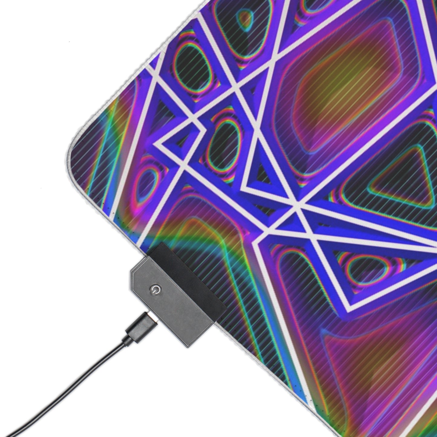 RGB LED Gaming Mouse Pad - Neon Geometric Design