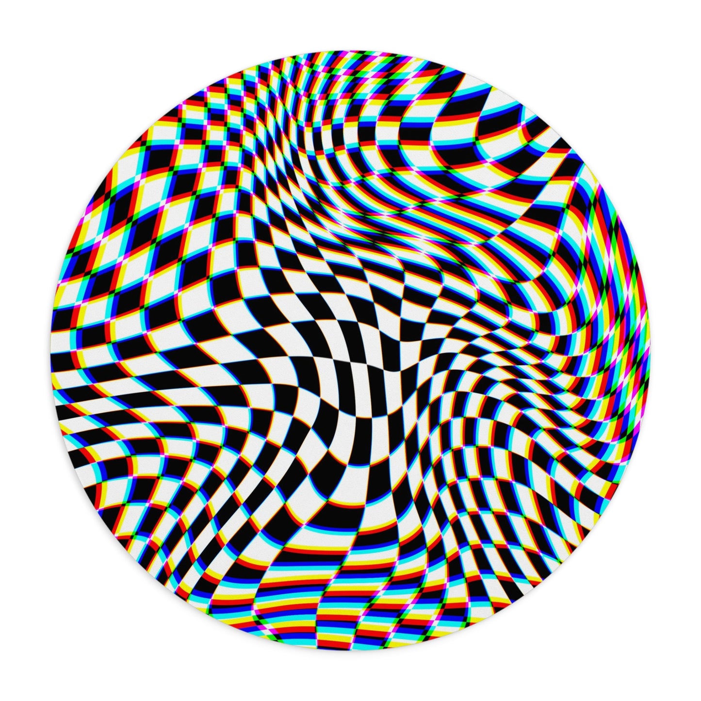 Psychedelic Optical Illusion Mouse Pad - Colorful Checkered Design for Gamers and Creatives