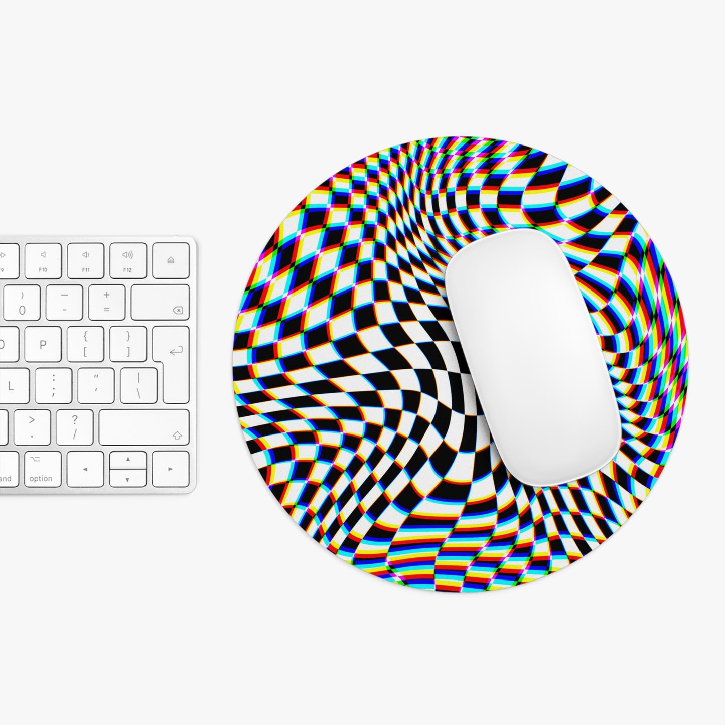 Psychedelic Optical Illusion Mouse Pad - Colorful Checkered Design for Gamers and Creatives