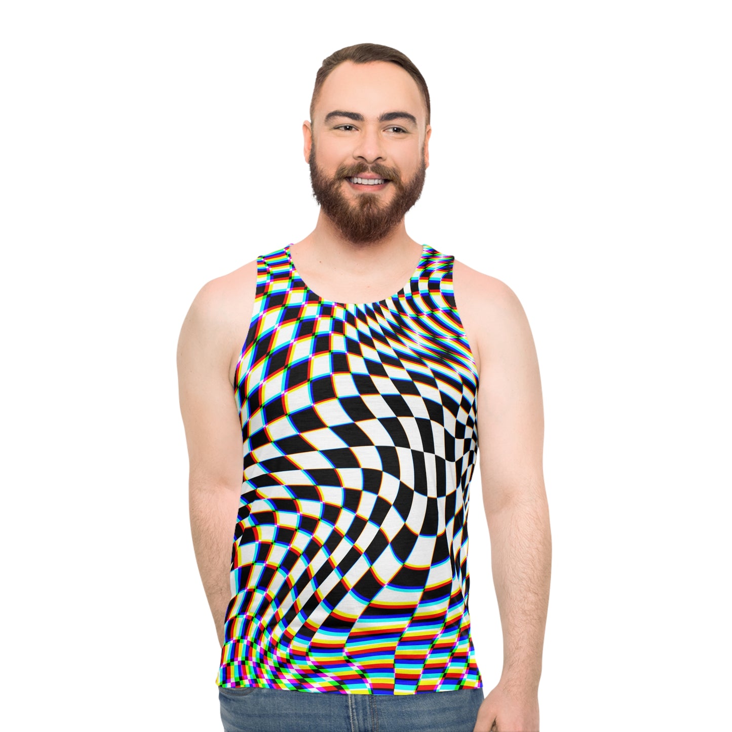 Psychedelic Unisex Tank Top - Colorful Optical Illusion Design