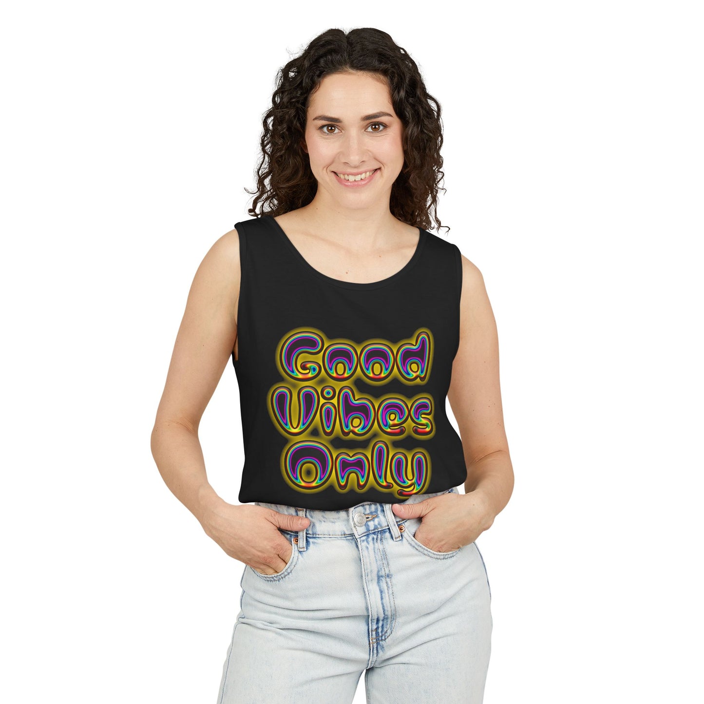 "Good Vibes Only" Unisex Garment-Dyed Tank Top