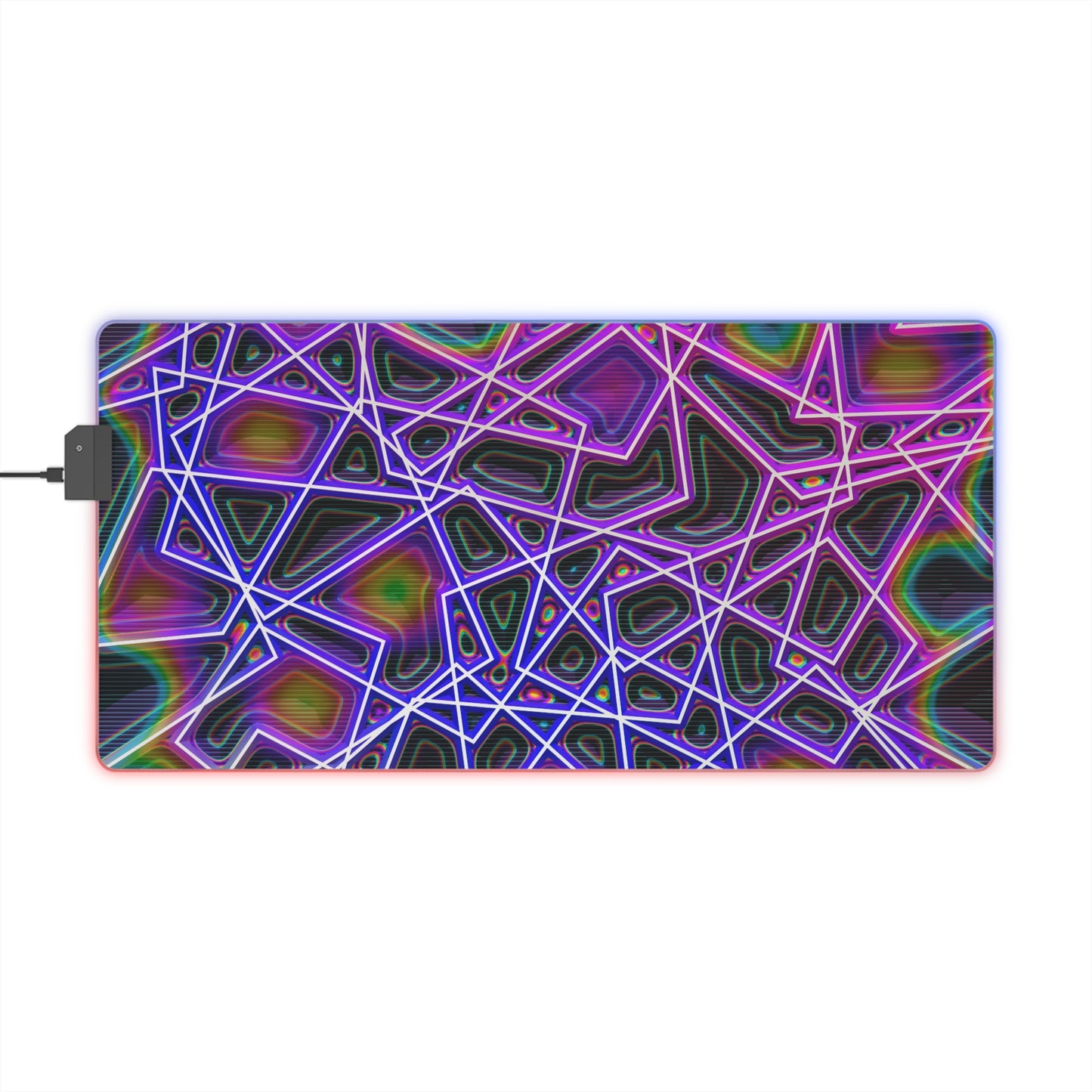 RGB LED Gaming Mouse Pad - Neon Geometric Design