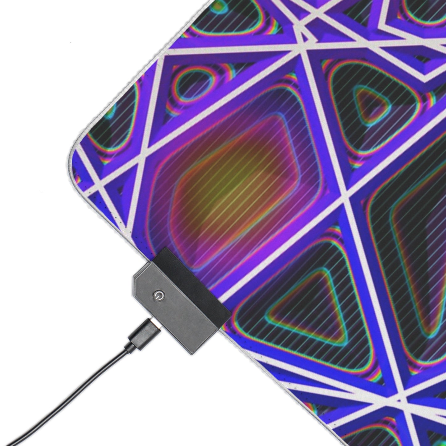 RGB LED Gaming Mouse Pad - Neon Geometric Design