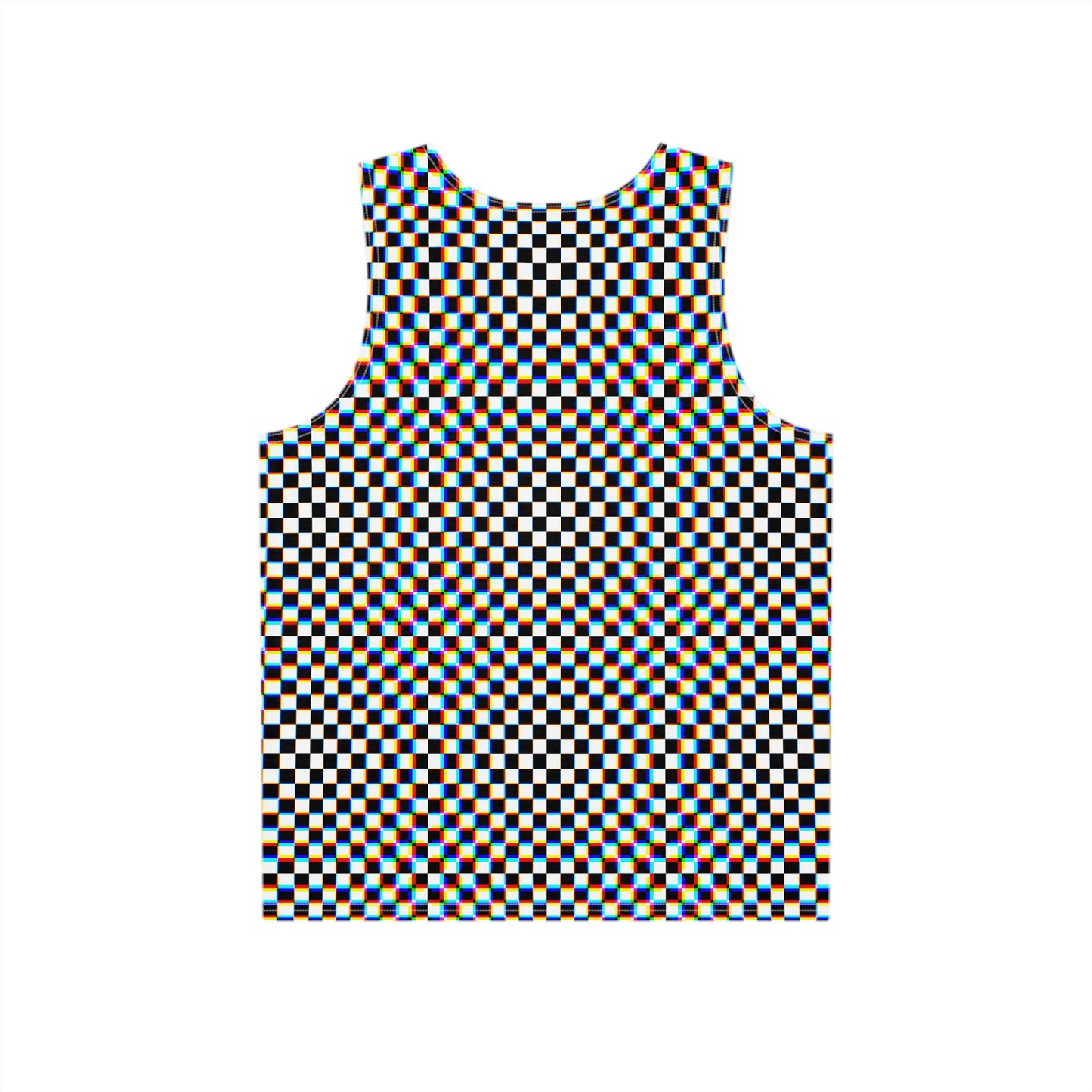 Retro Vibe Men's Tank Top - Colorful Checker Pattern for Summer Style