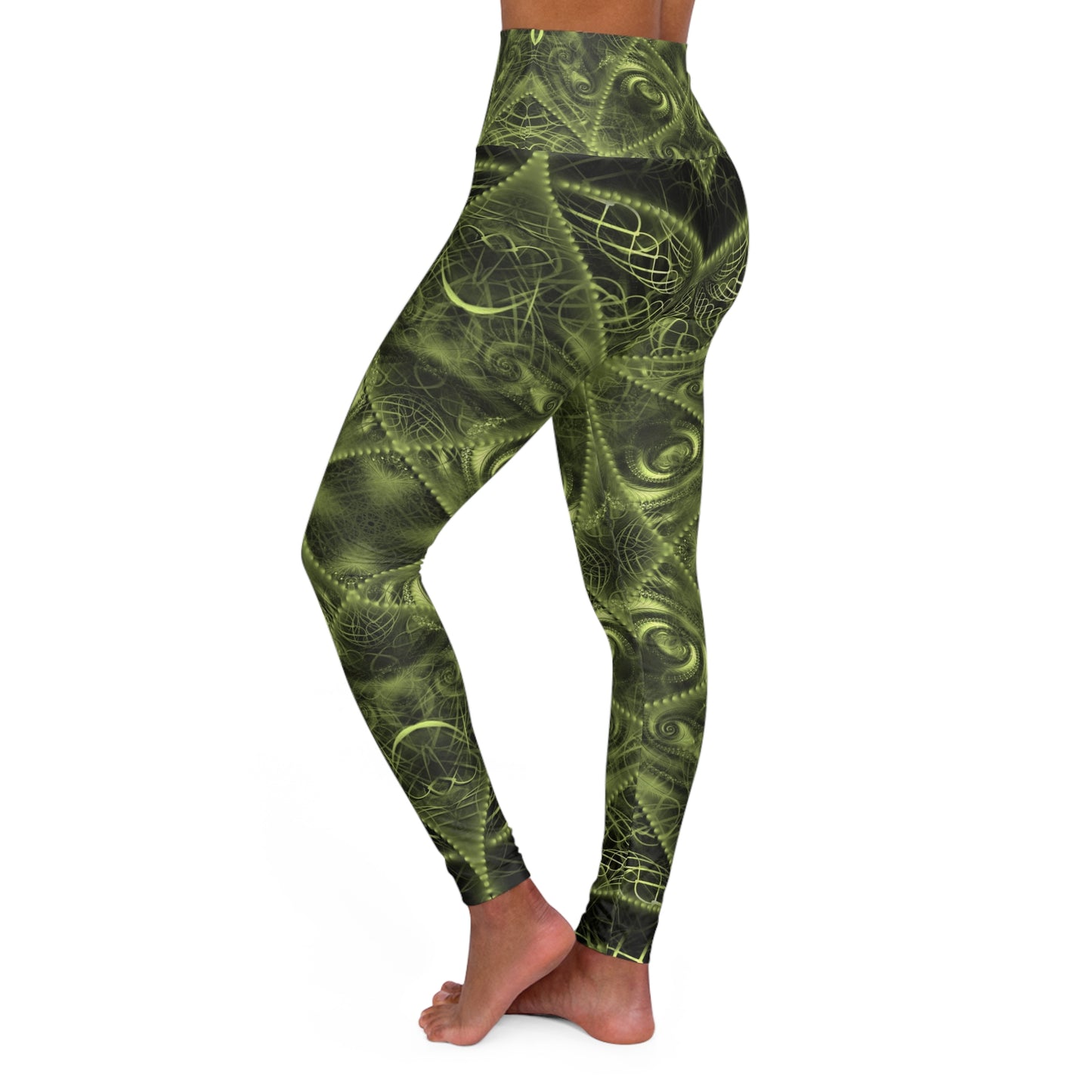 Olive Green Mandala High Waisted Yoga Leggings (AOP)