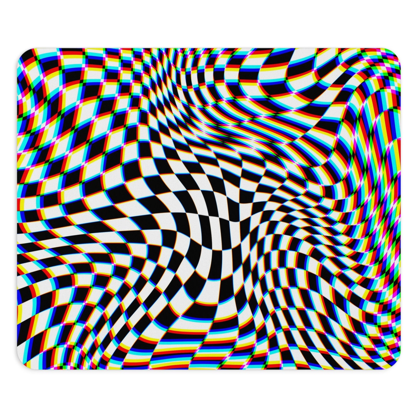 Psychedelic Optical Illusion Mouse Pad - Colorful Checkered Design for Gamers and Creatives