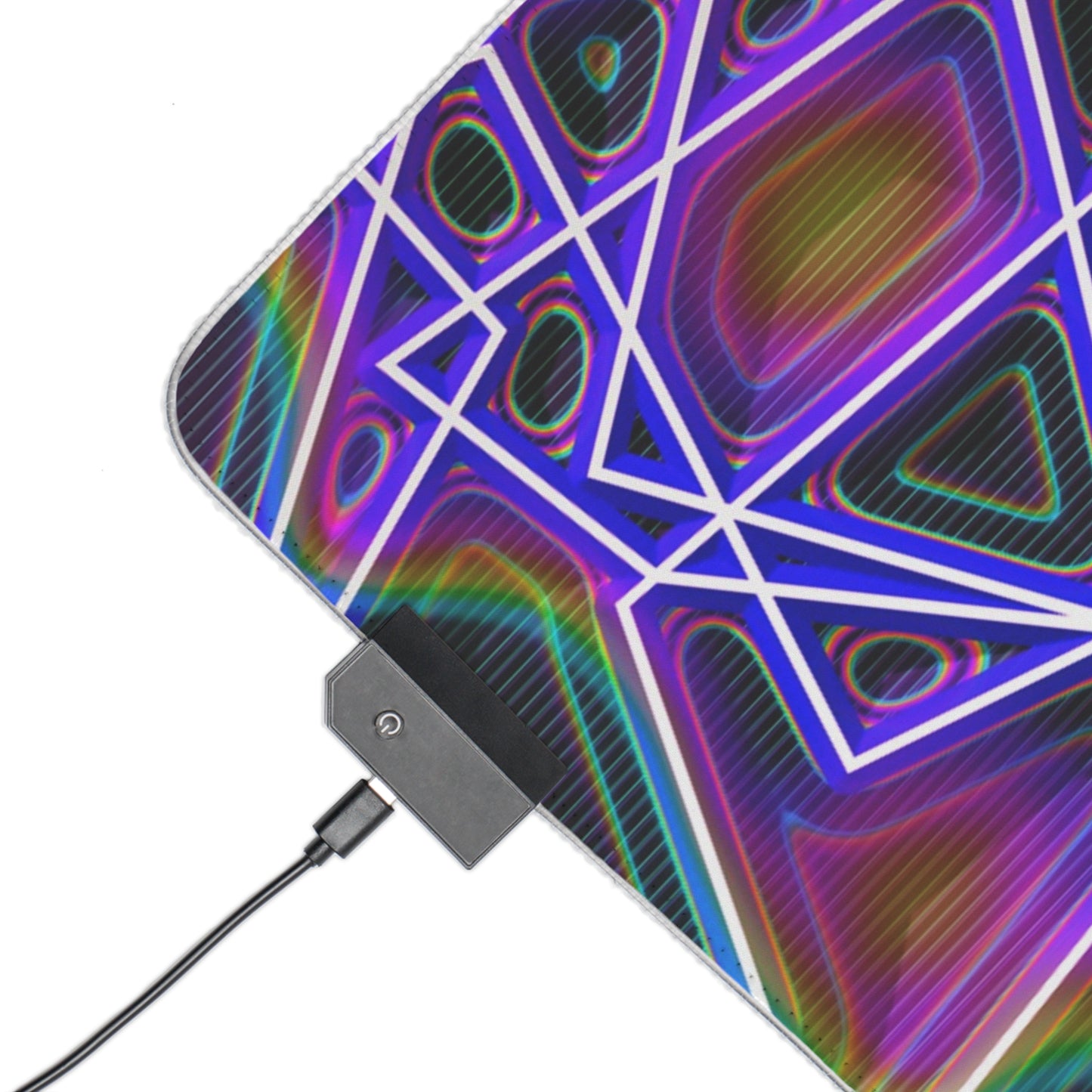 RGB LED Gaming Mouse Pad - Neon Geometric Design