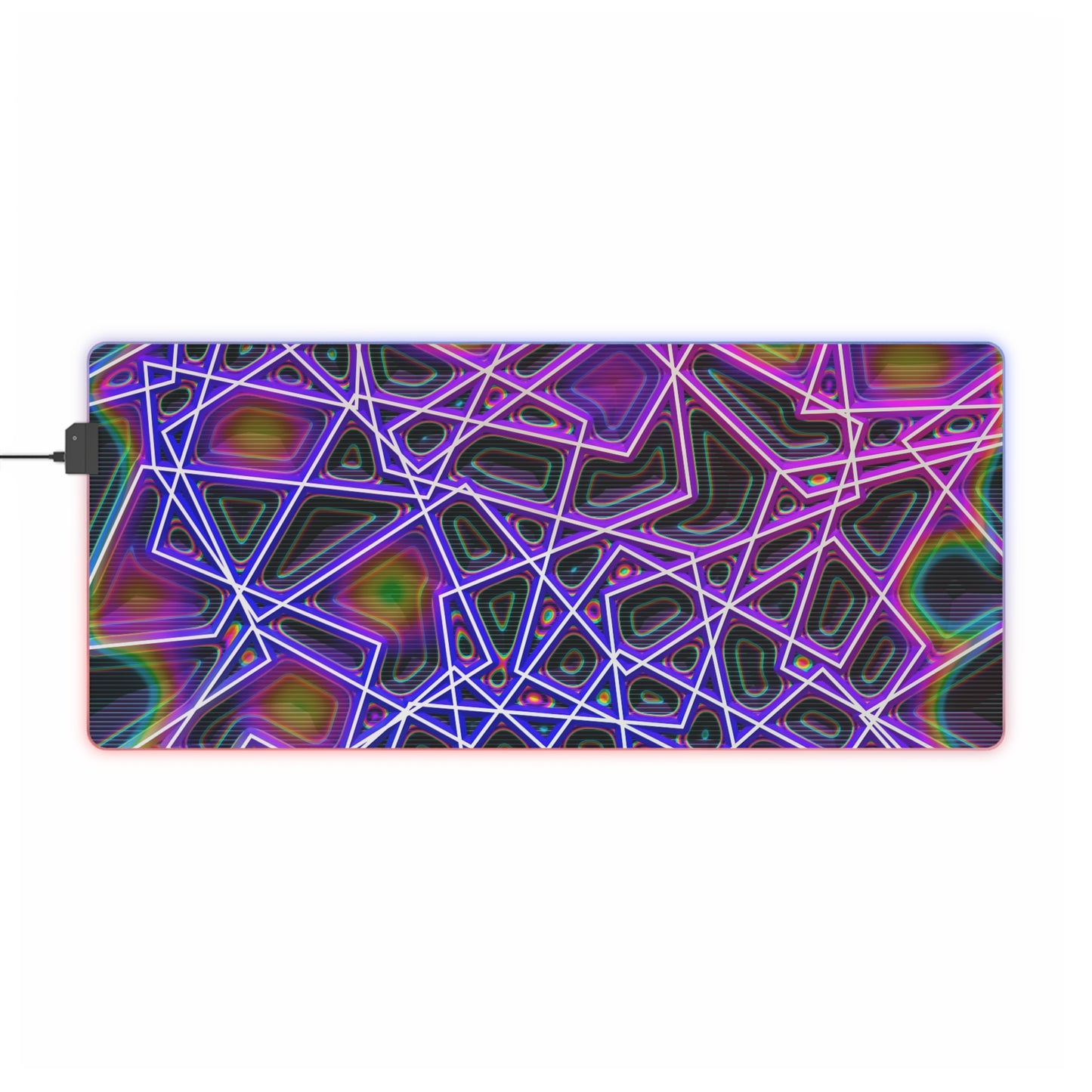 RGB LED Gaming Mouse Pad - Neon Geometric Design