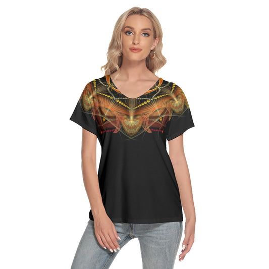 All-Over Print Women's Loose V-neck Short Sleeve T-shirt