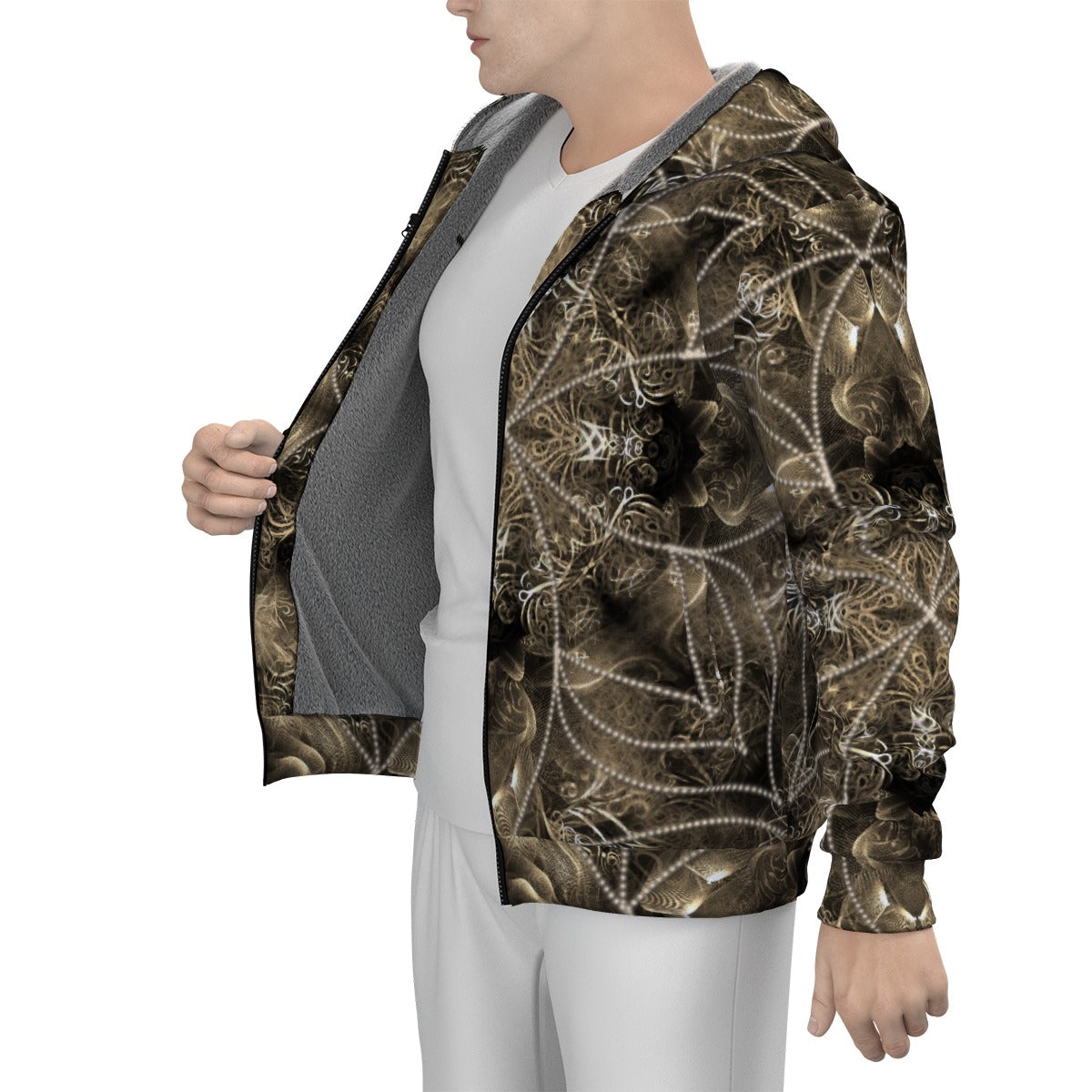 All-Over Print Men's Sherpa Fleece Zip Up Hoodie