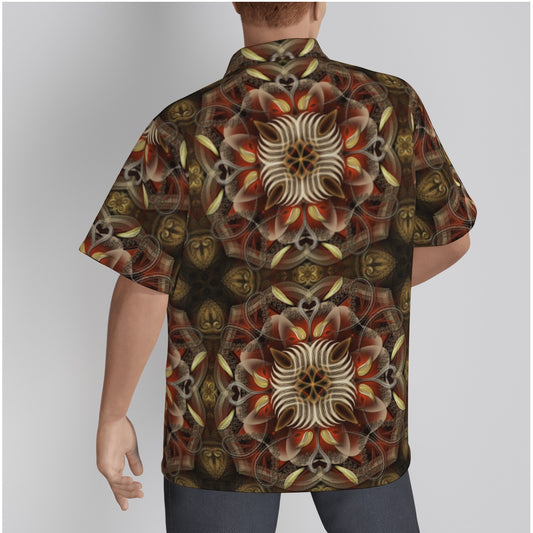 All-Over Print Men's Hawaiian Shirt With Button Closure