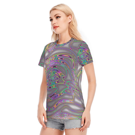 All-Over Print Women's Round Neck T-Shirt | 190GSM Cotton