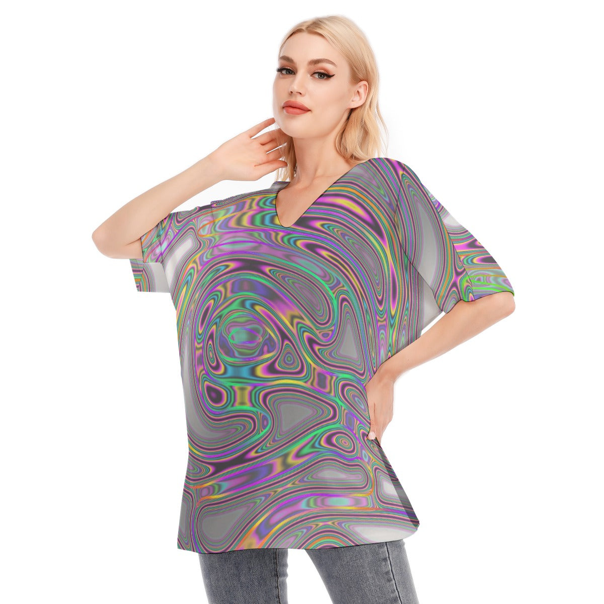 All-Over Print Women's Bat Sleeves Blouse | 190GSM Cotton