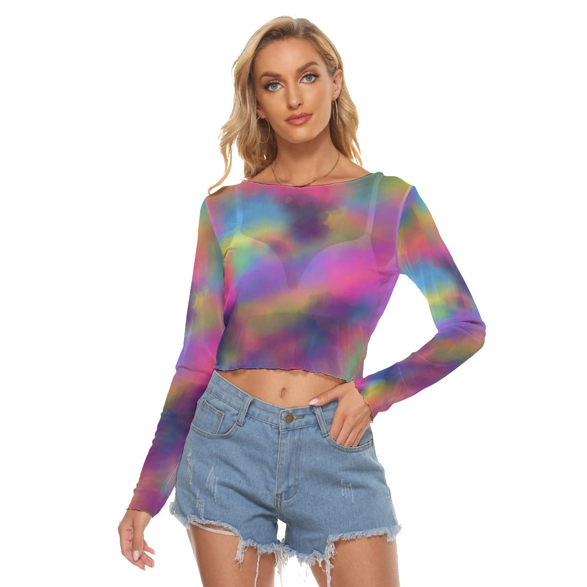 All-Over Print Women's Mesh Long Sleeves T-shirt