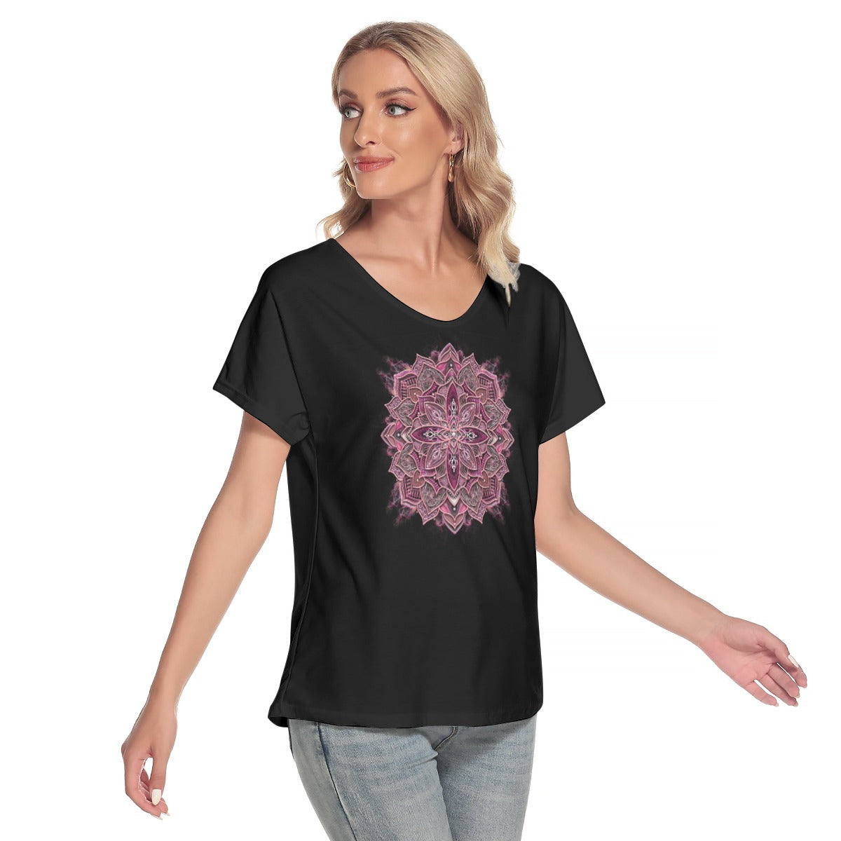 All-Over Print Women's Loose V-neck Short Sleeve T-shirt