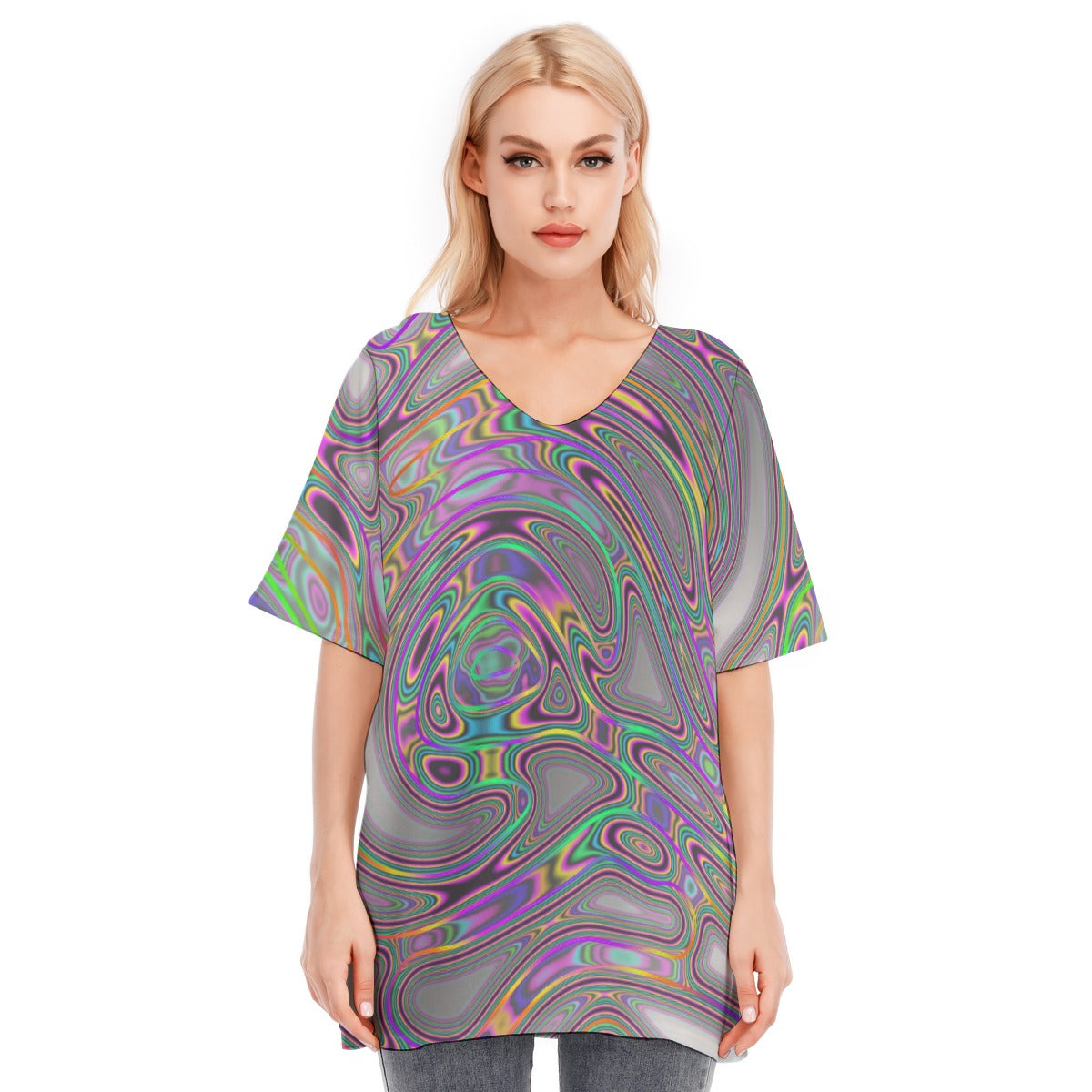 All-Over Print Women's Bat Sleeves Blouse | 190GSM Cotton