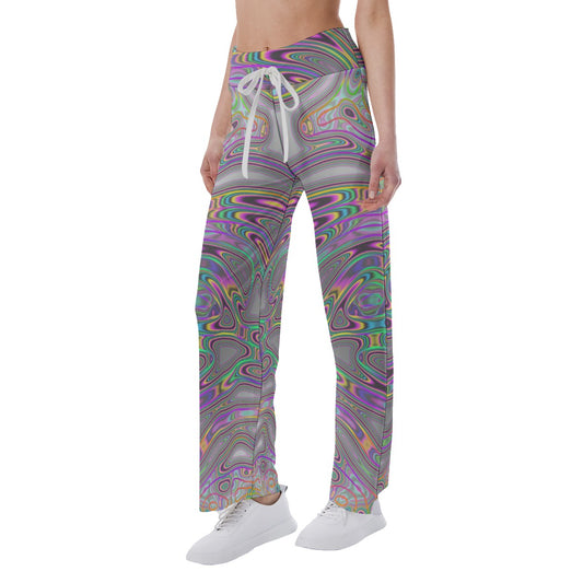 All-Over Print Women's High-waisted Straight-leg Trousers