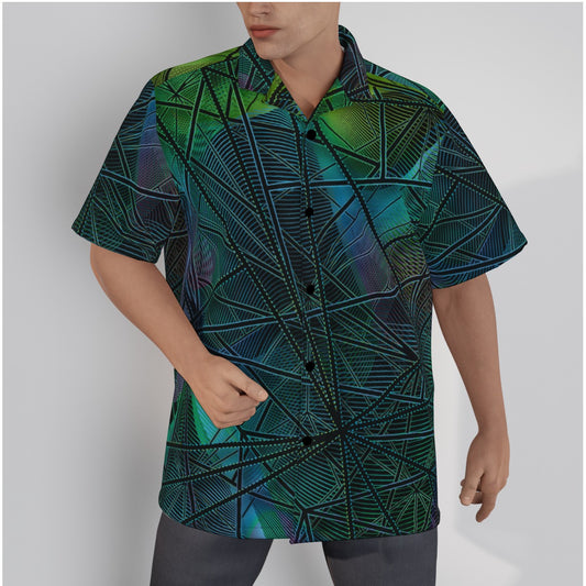 All-Over Print Men's Hawaiian Shirt With Button Closure