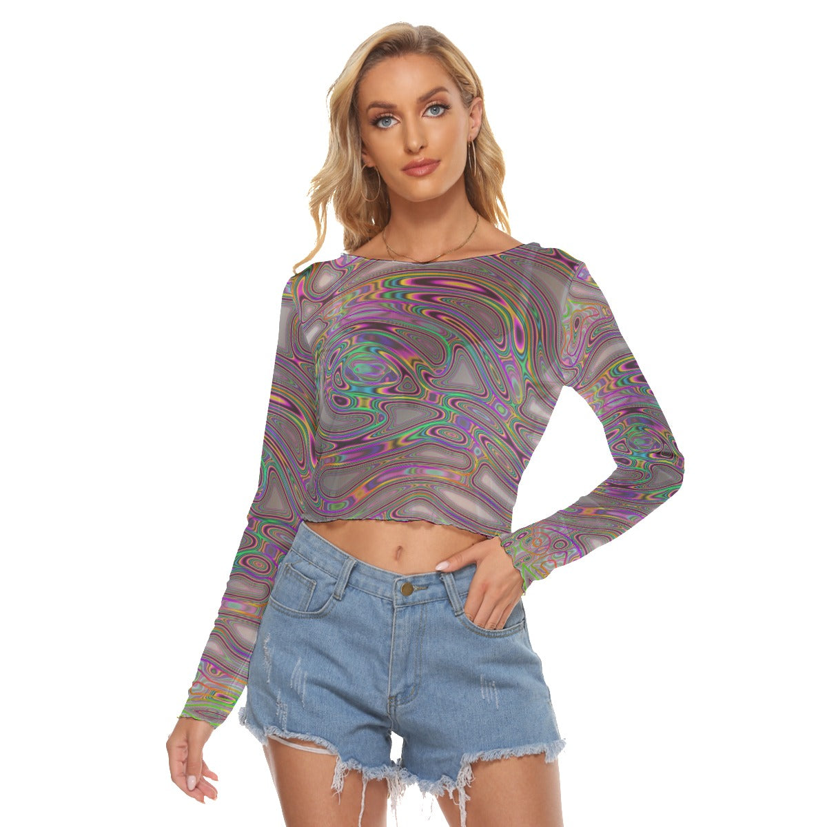 All-Over Print Women's Mesh Long Sleeves T-shirt