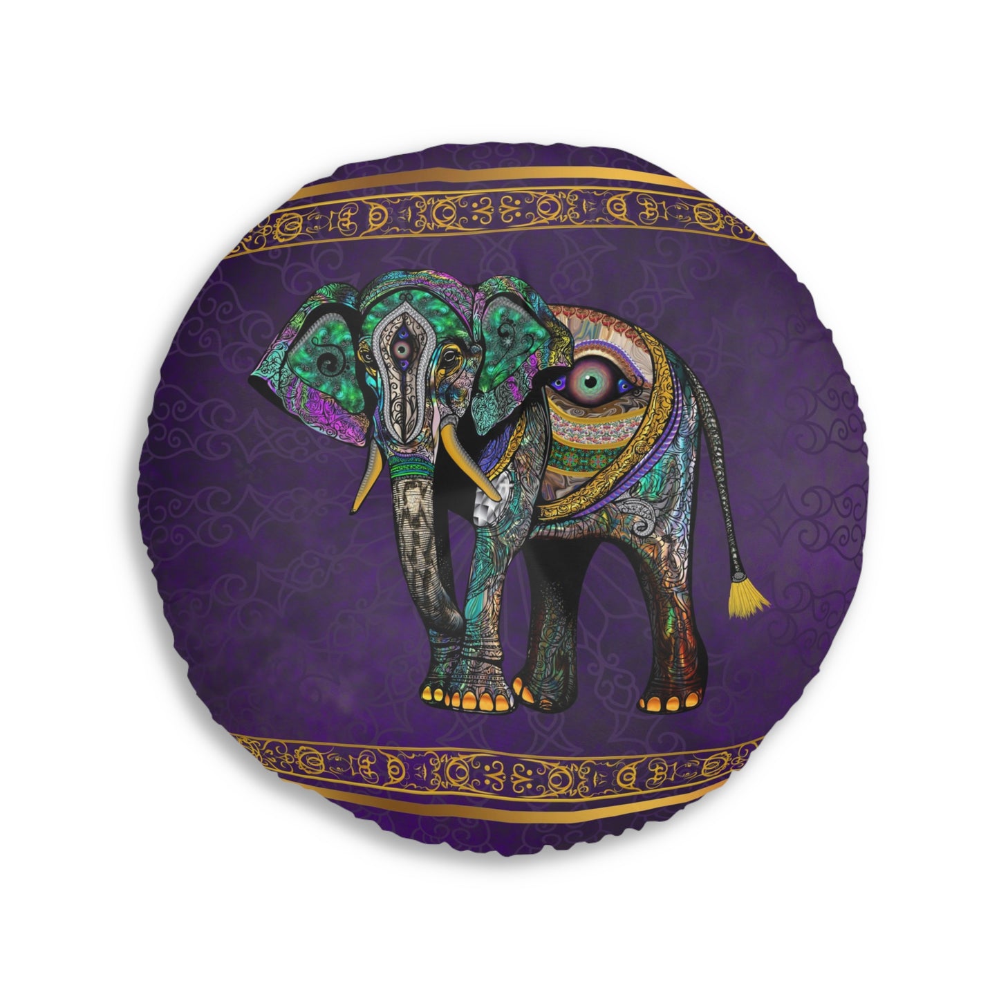 "Maharaja" Elephant - Tufted Floor Pillow, Round