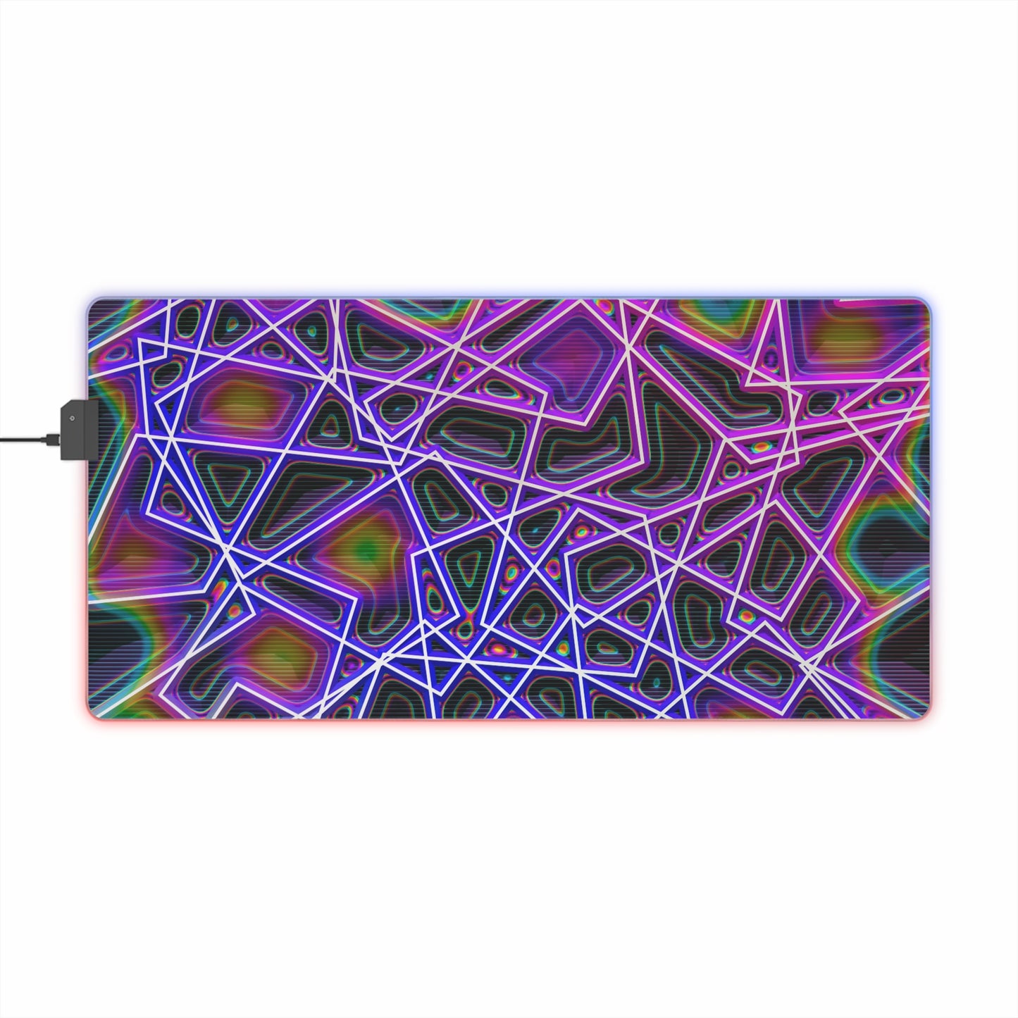 RGB LED Gaming Mouse Pad - Neon Geometric Design