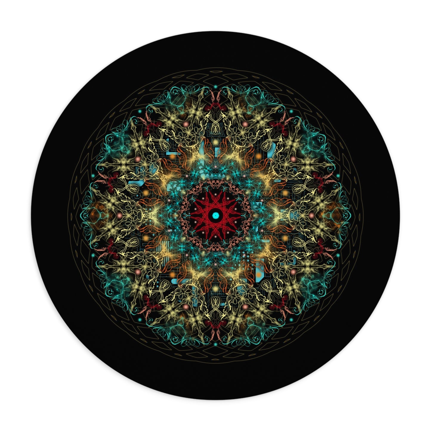 Mystical Mandala Mouse Pad - Vibrant Design for Creative Workspaces