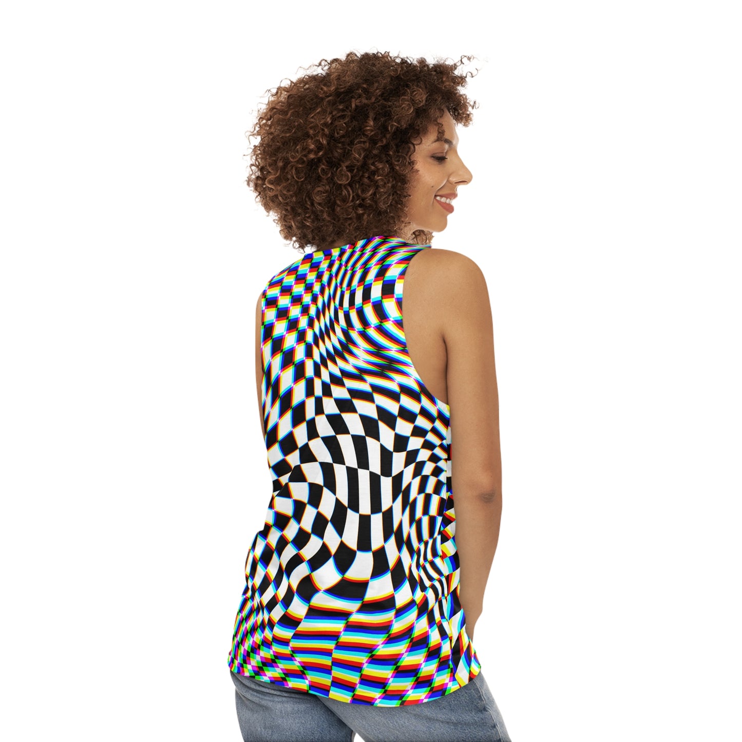 Psychedelic Unisex Tank Top - Colorful Optical Illusion Design