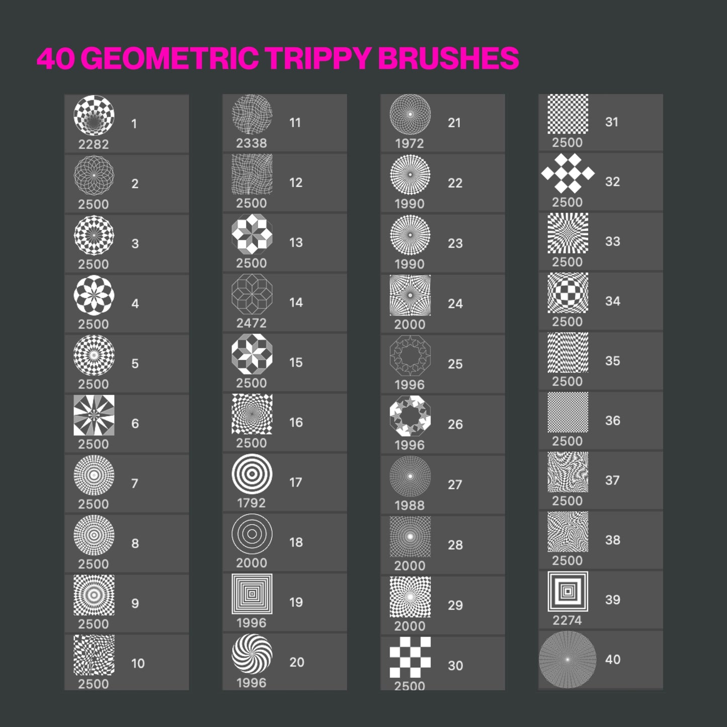 Trippy Geometry Photoshop / Procreate Brushes - Digital Download