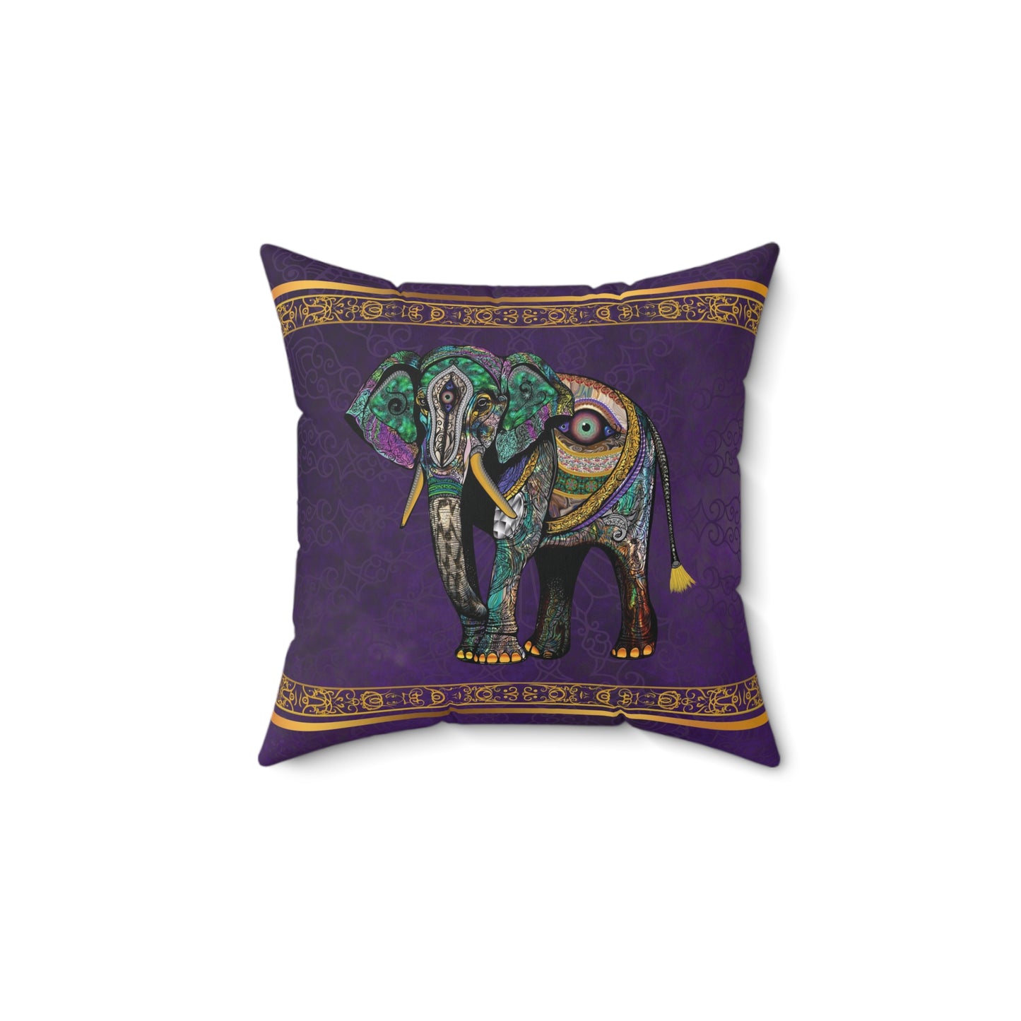 "Maharaja" Elephant - Faux Suede Square Pillow