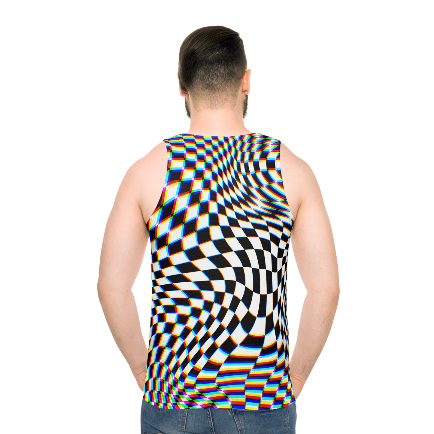 Psychedelic Unisex Tank Top - Colorful Optical Illusion Design