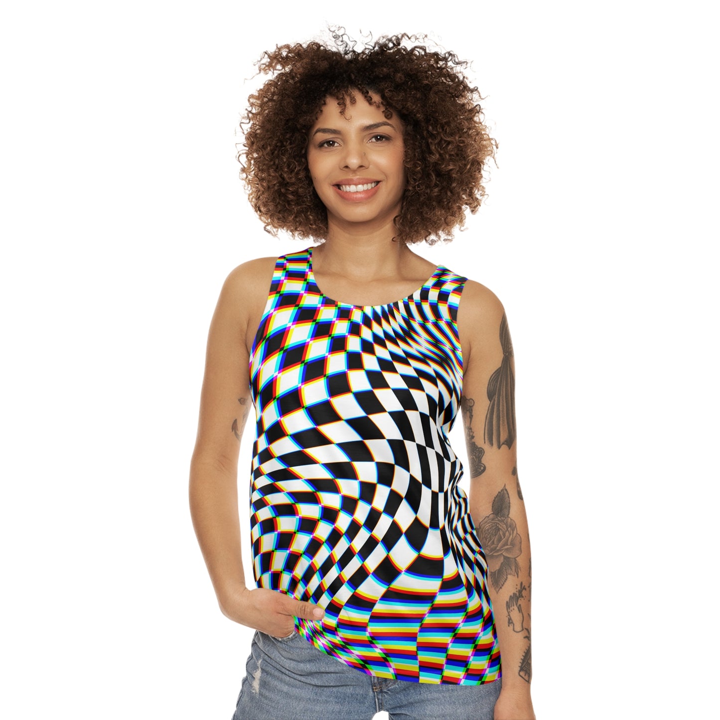 Psychedelic Unisex Tank Top - Colorful Optical Illusion Design