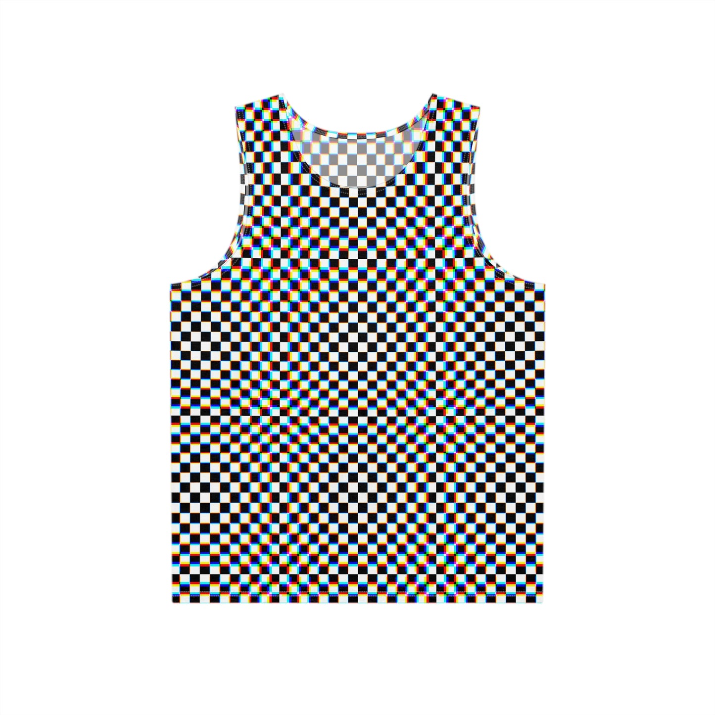 Retro Vibe Men's Tank Top - Colorful Checker Pattern for Summer Style