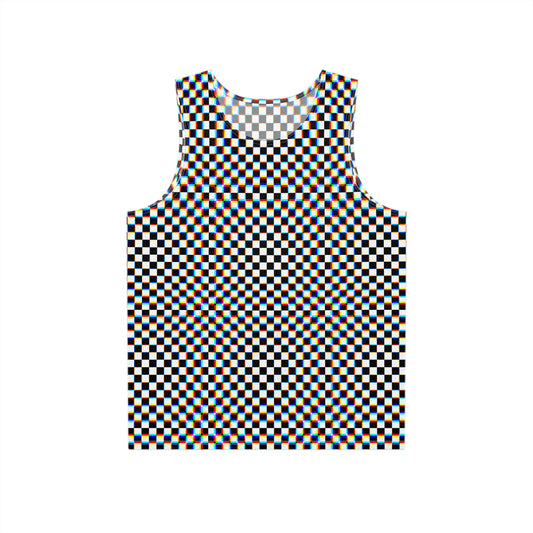 Retro Vibe Men's Tank Top - Colorful Checker Pattern for Summer Style