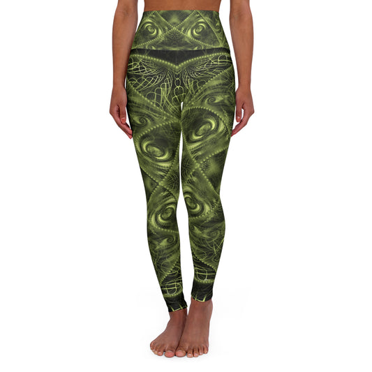 Olive Green Mandala High Waisted Yoga Leggings (AOP)