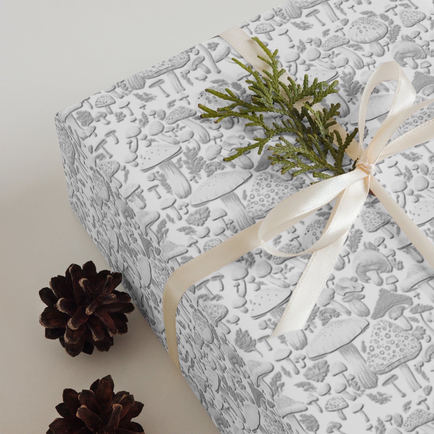 White Mushroooms Wrapping paper sheets