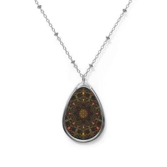 Golden Eyes Mandala - Oval Necklace