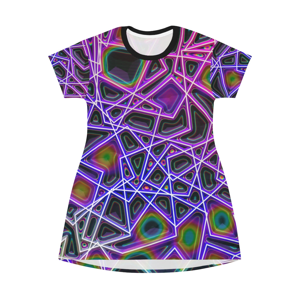 Abstract Glow All Over Print T-Shirt Dress