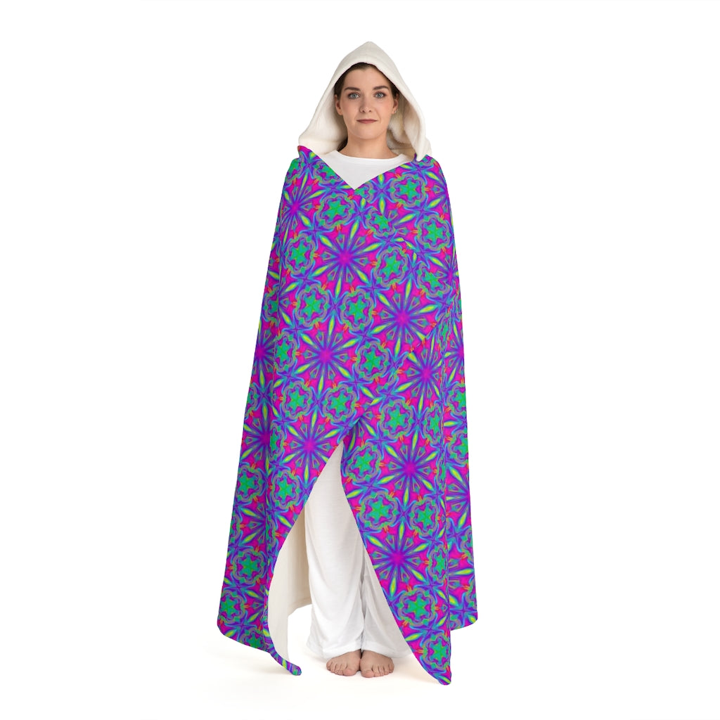 Flower Power - Hooded Sherpa Fleece Blanket