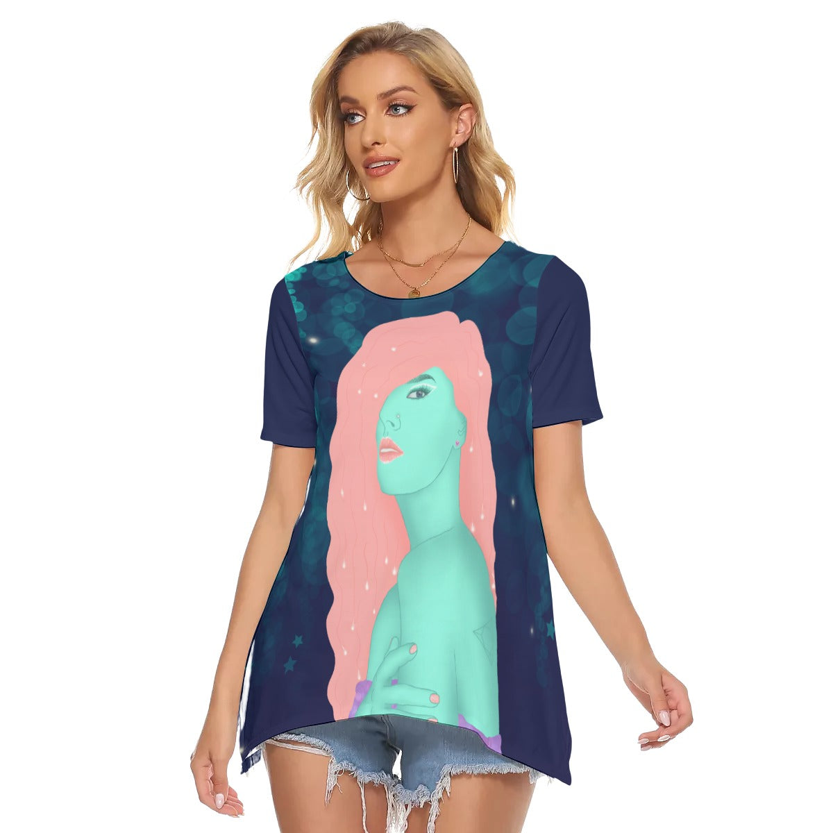 Moonlight All-Over Print Women's O-neck Short Sleeve T-shirt