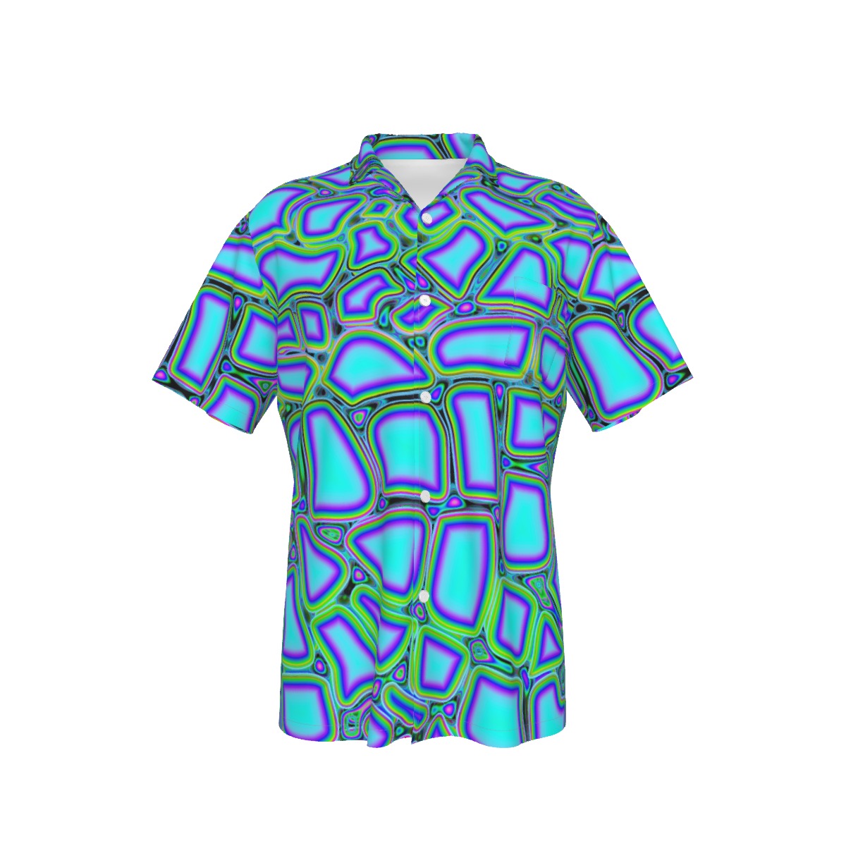 Blue Animal Print Men's Hawaiian Shirt With Pocket