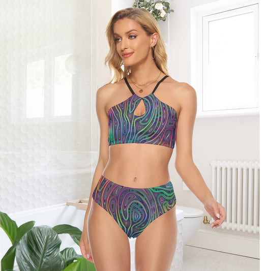 Psychedelic Swirl All-Over Print Women's Cami Keyhole One-piece Swimsuit