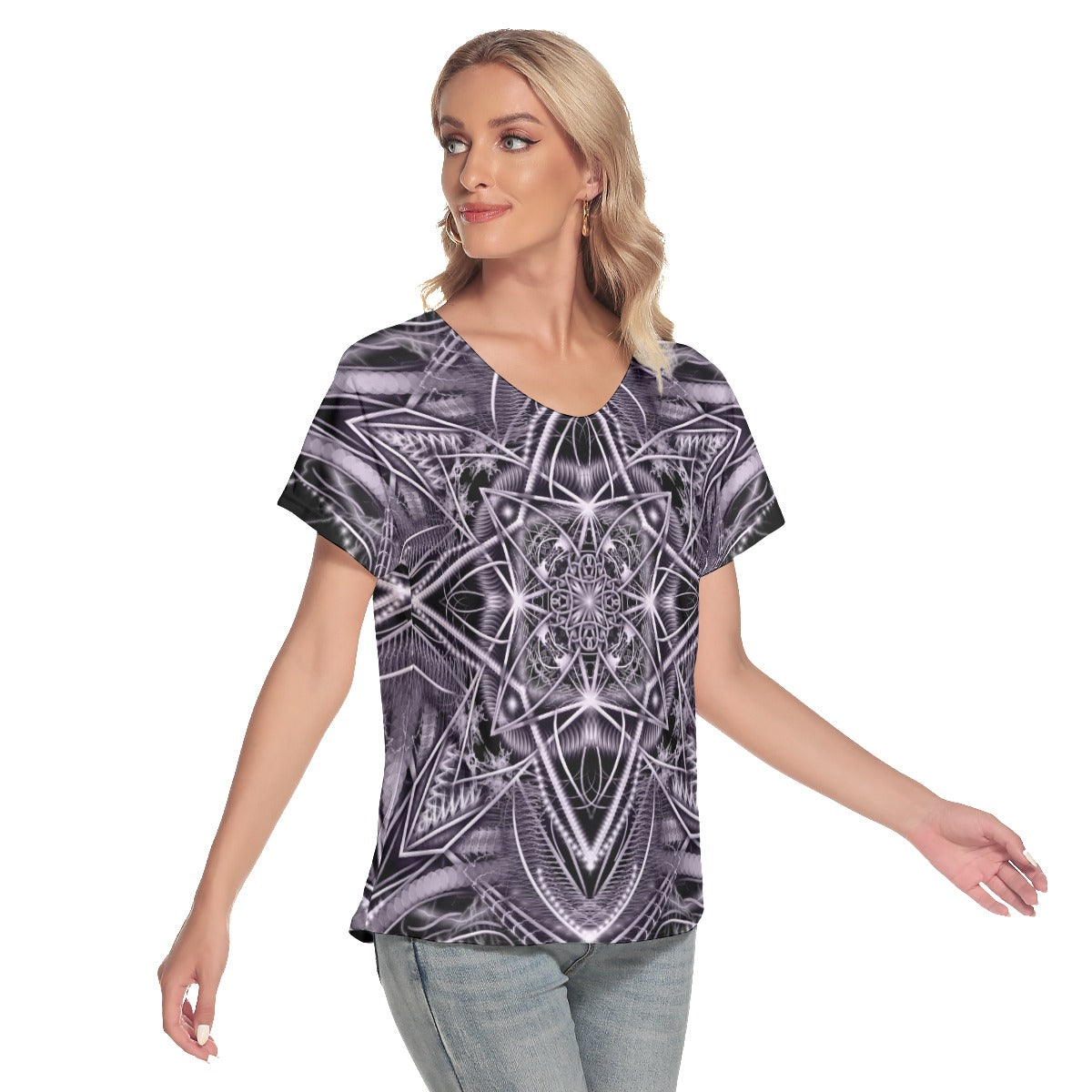 Portal 37 - Women's Loose V-neck Short Sleeve T-shirt