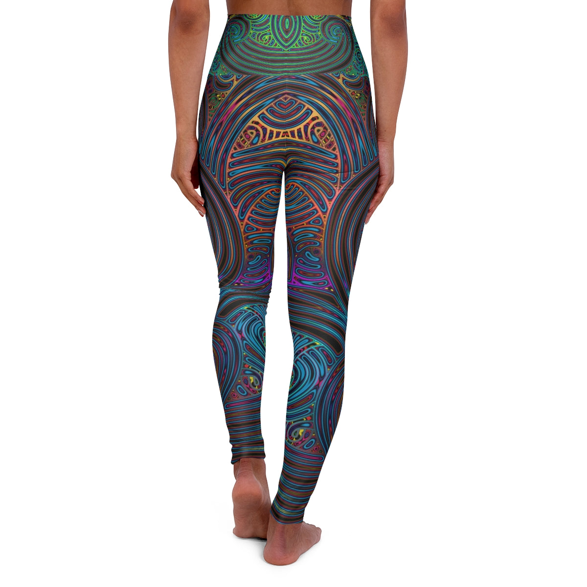 Rainbow Swirls - High Waisted Yoga Leggings