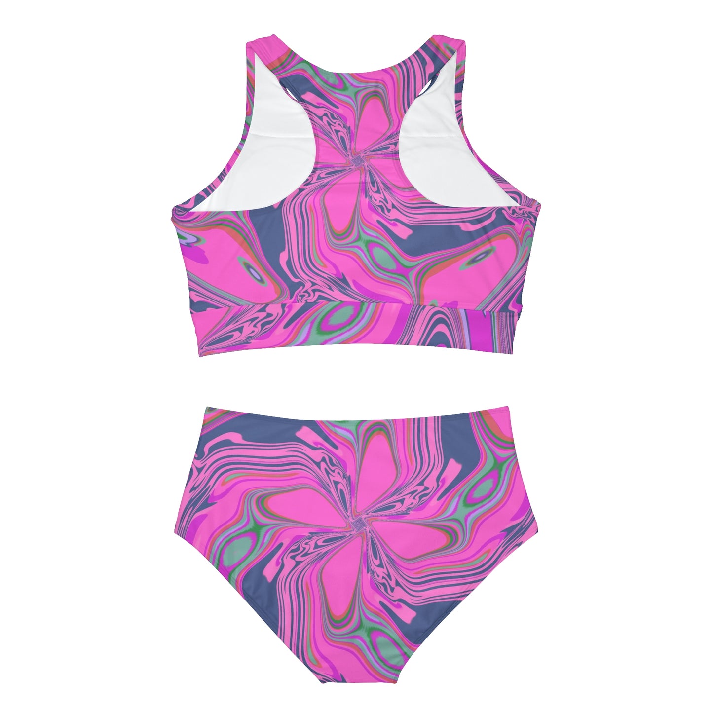 Pink 70’s Style Sporty Bikini Set